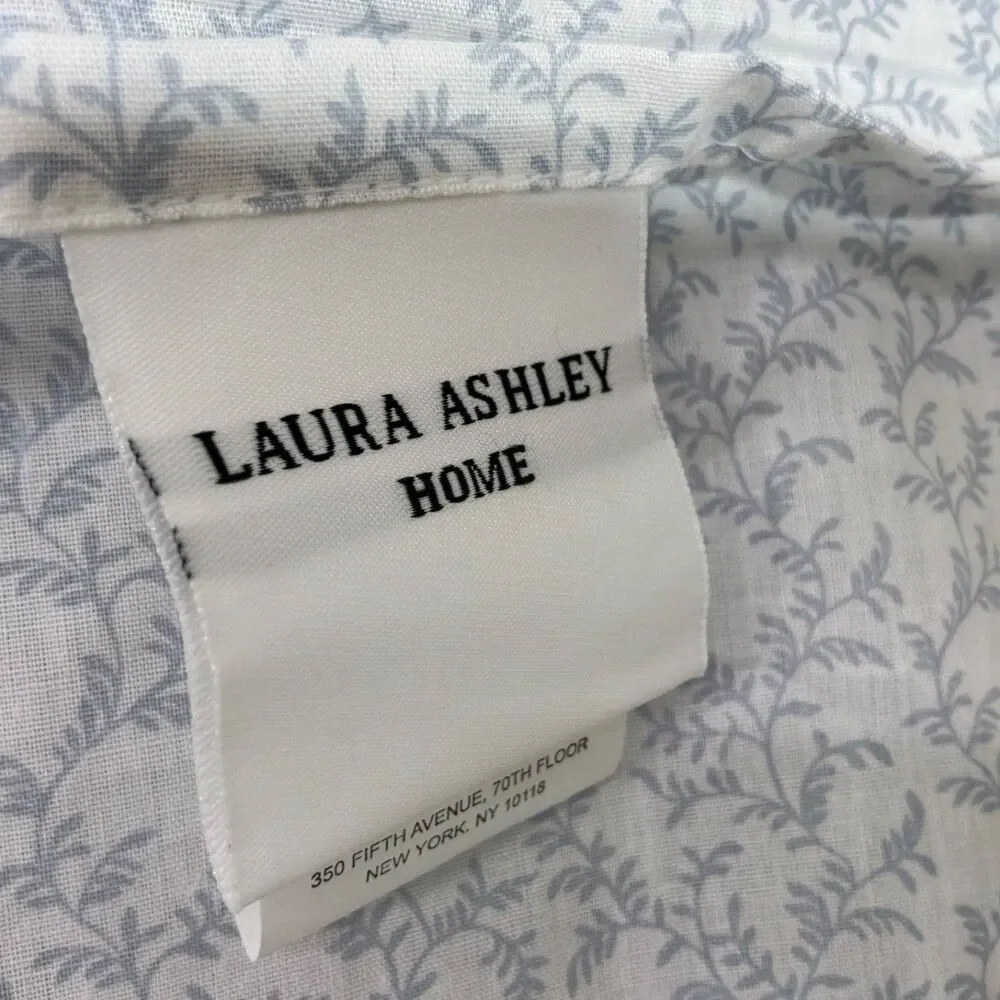 Laura Ashley Euro Pillow Sham (1) Chloe Blue White Floral Ruffled Cottage Core